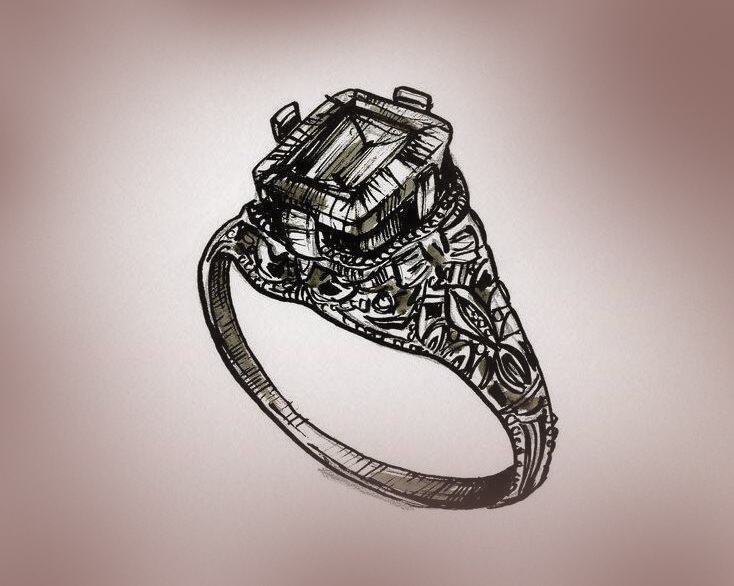 image of custom engagement ring sketch