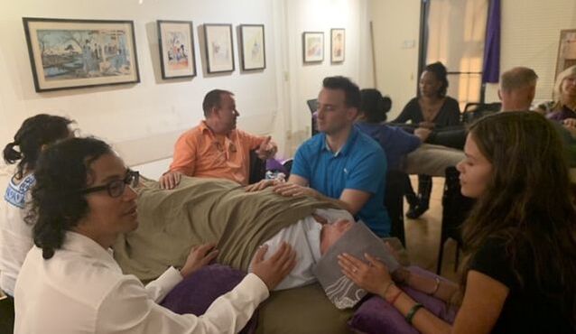 Several participants on one of Dr. Maria Danilychev’s Reiki classes.