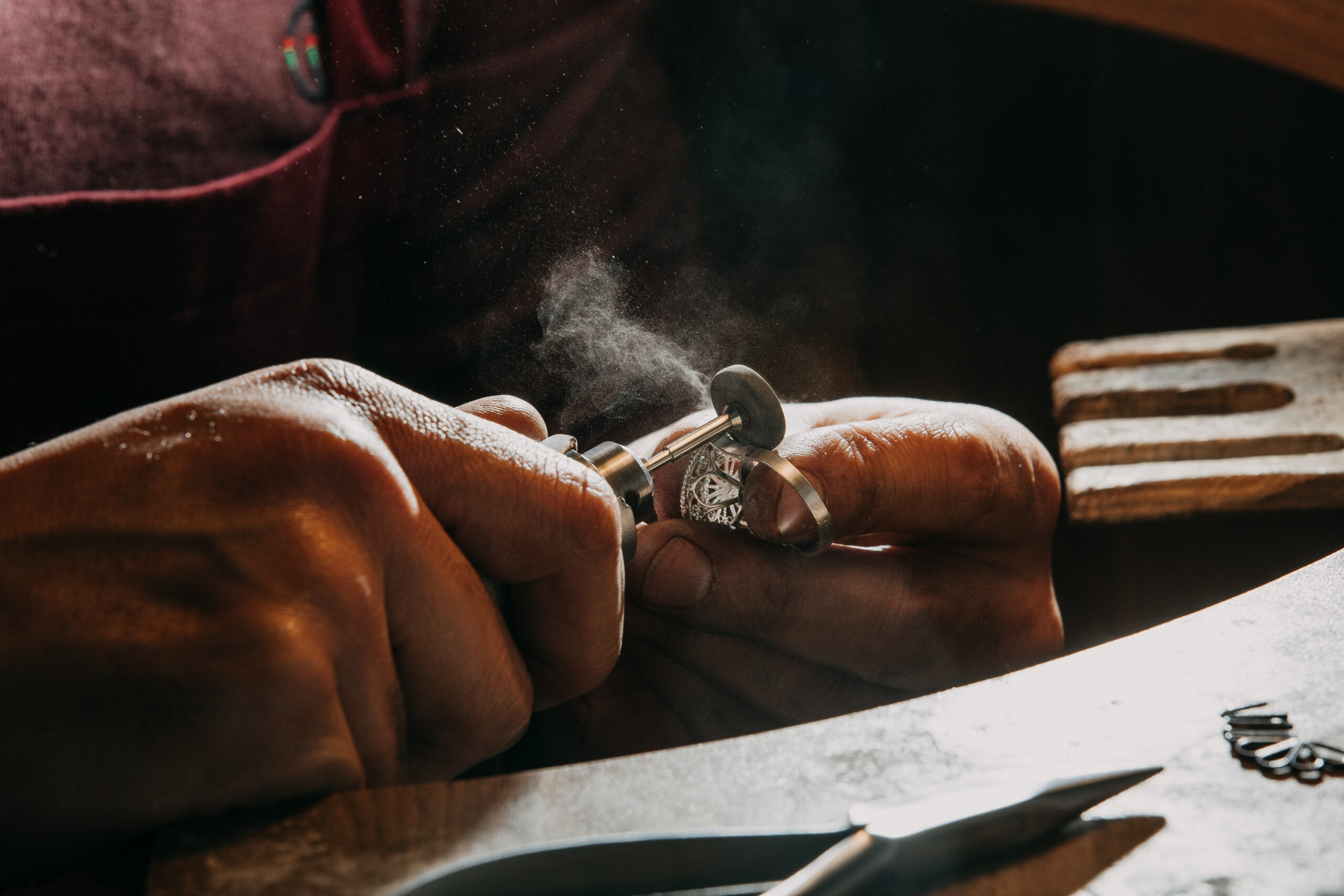 Jeweler Working on Engagement Ring