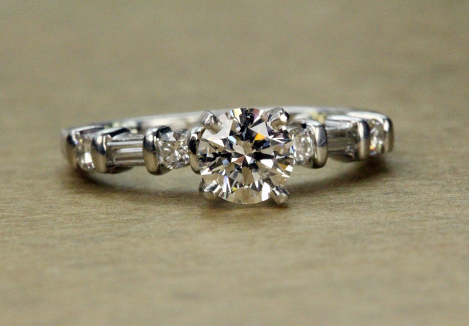 Vintage white gold diamond engagement ring.