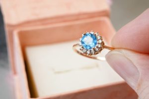 Blue Topaz & Diamond Ring