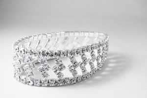 Vintage open wide hinged bangle set with diamonds.