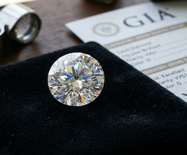 a close-up image of a diamond on a piece of velvet resting on a table